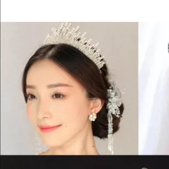 Lila Crystal and Pearl Bridal Tiara - Picture 6 of 7